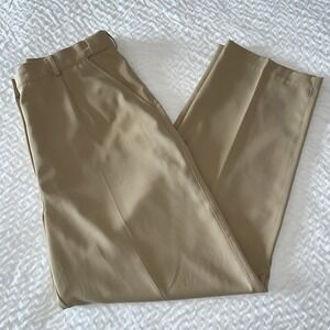 L.L.Bean Women's Khaki Button Elastic Waist Dress Pants 16 Reg